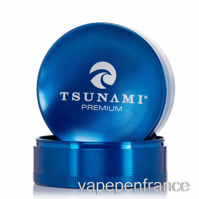 Tsunami 2,95 Pouces 4 Pièces Broyeur Supérieur Enfoncé Bleu (75 Mm) Stylo Vape